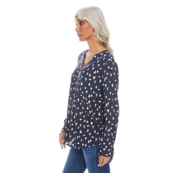 🛍 2 for $25! 🛍 Penmans - Lightweight Sailboat Print Blouse - 16 - Picture 7 of 15